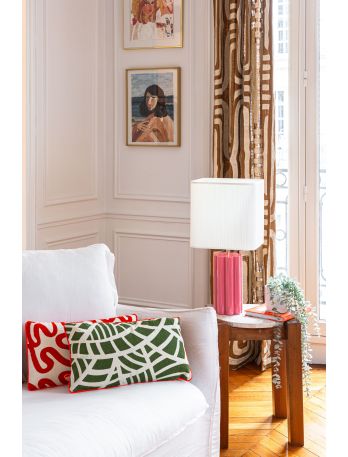 Bout de canap&eacute; en travertin et bois