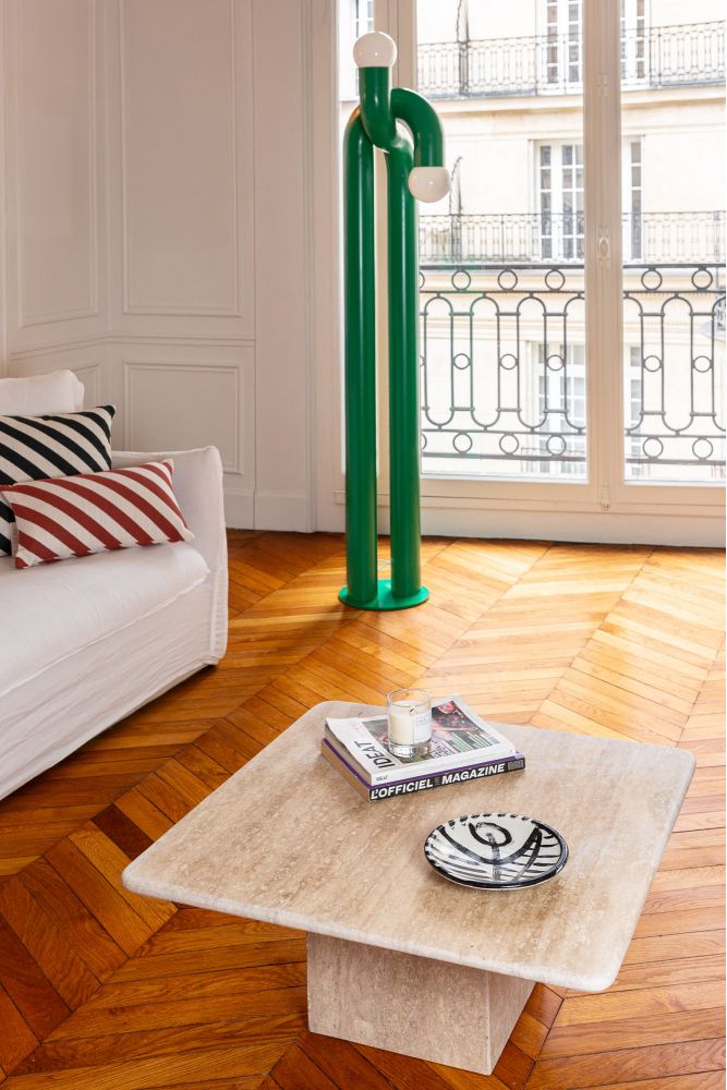 Square travertine coffee table