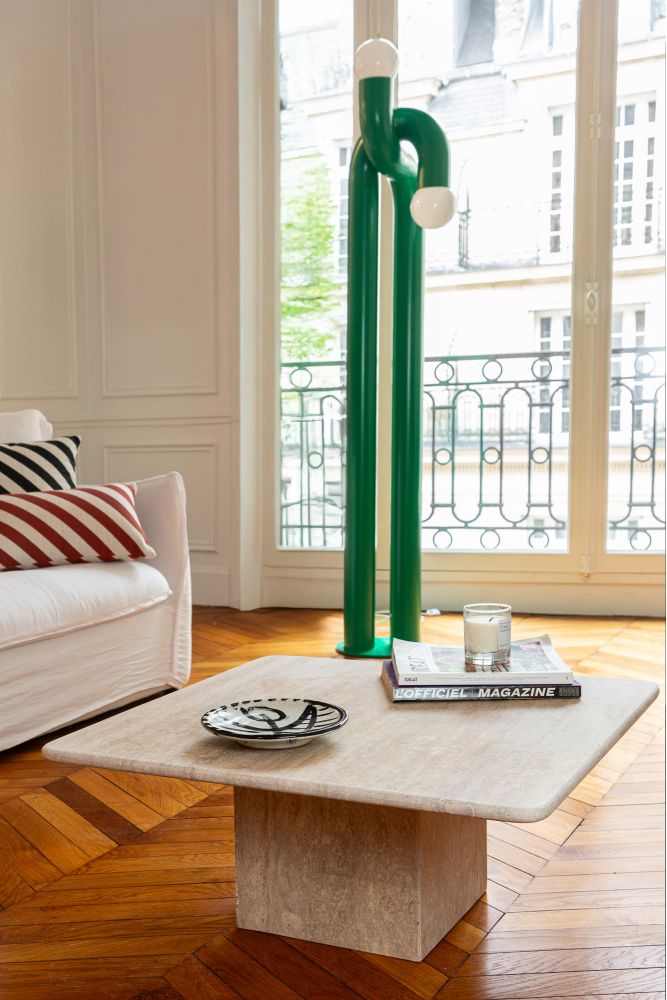 Square travertine coffee table