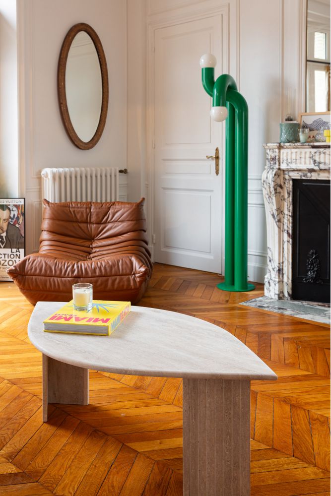 Travertine petal coffee table