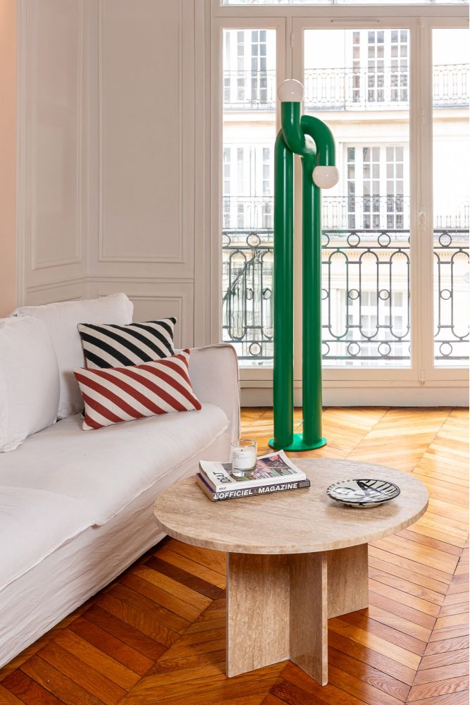 Table basse ronde en travertin