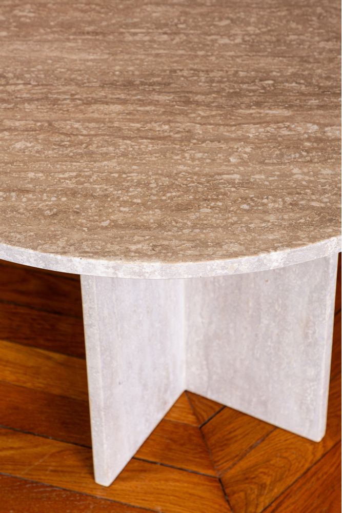 Mesa de centro redonda de travertino