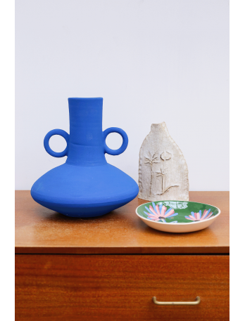 Keramikvase in Majorelle-Blau. Handgefertigt in Marokko.