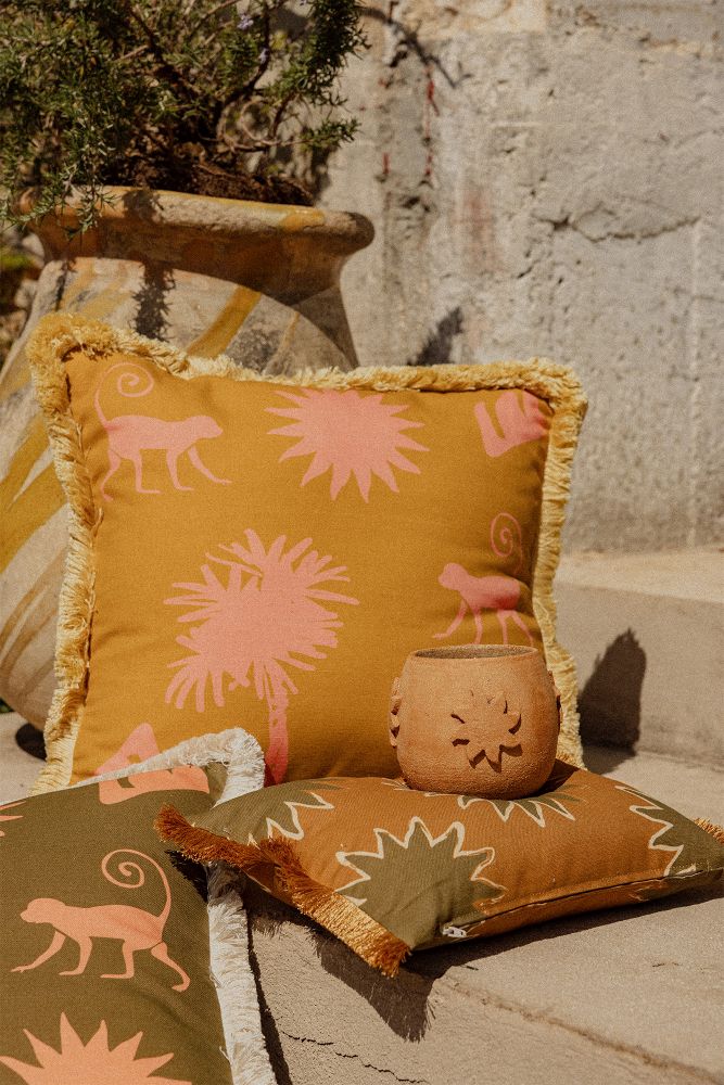 Housse de coussin Soleil Fauve. Azuri Studio Solaire.